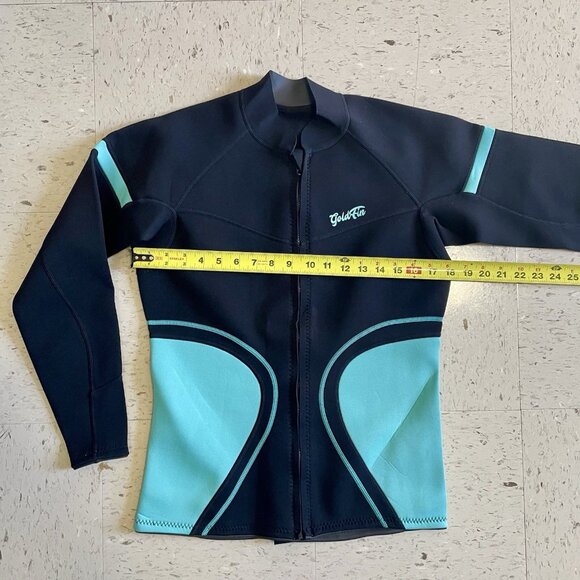 GoldFin Wetsuit Jacket Women Long Sleeve Front Zip X-Large Black Blue - Picture 4 of 8